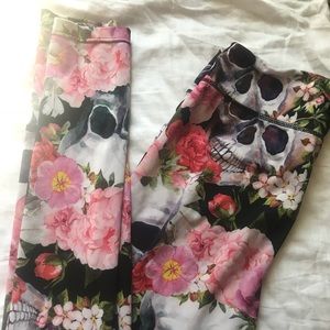 Legging | skull and flowers | medium